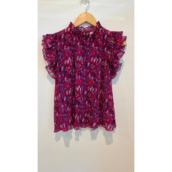 Anthropologie Frieda Pink Accordion Pleated Ruffle Top – Size Small - Picture 3 of 9